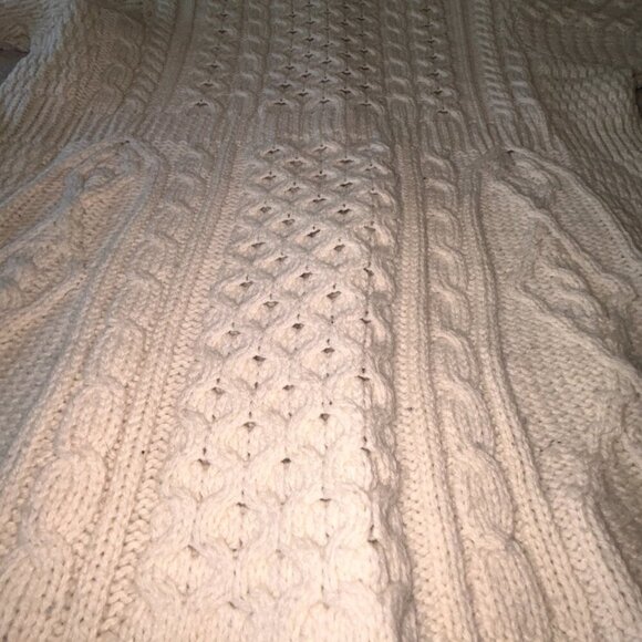 Kilronan Knitwear 100% Irish Merino Wool Button Sweater 3/4 Sleeves Cream Size M - Picture 10 of 16